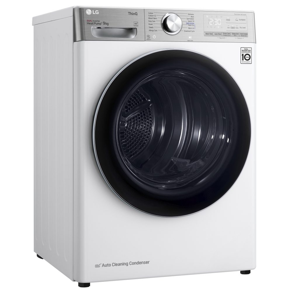 LG 9kg Eco Hybrid Heat Pump Condenser Tumble Dryer FDV1109W - WHITE LG 9kg Eco Hybrid Heat Pump Condenser Tumble Dryer FDV1109W - WHITE