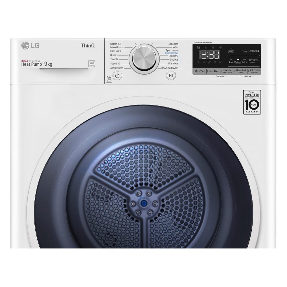 LG 9kg Eco Hybrid Heat Pump Condenser Tumble Dryer FDV309WN - WHITE LG 9kg Eco Hybrid Heat Pump Condenser Tumble Dryer FDV309WN - WHITE
