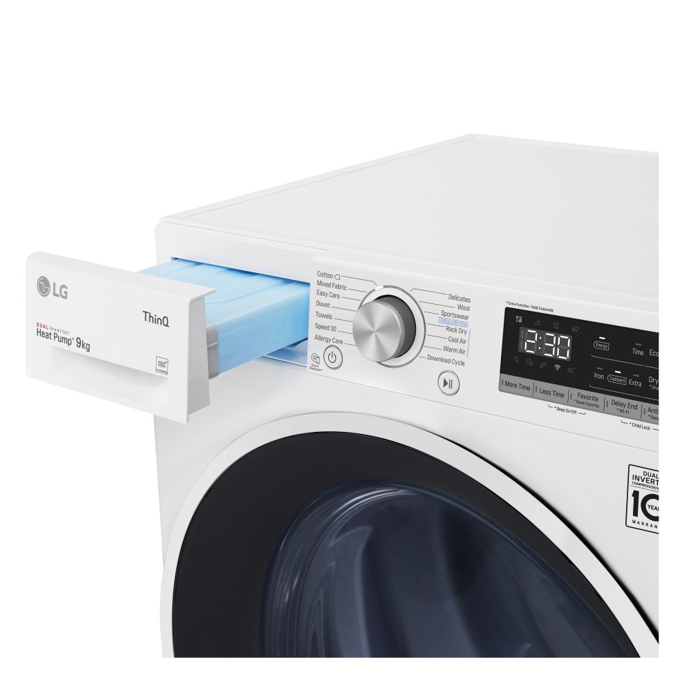 LG 9kg Eco Hybrid Heat Pump Condenser Tumble Dryer FDV309WN - WHITE LG 9kg Eco Hybrid Heat Pump Condenser Tumble Dryer FDV309WN - WHITE