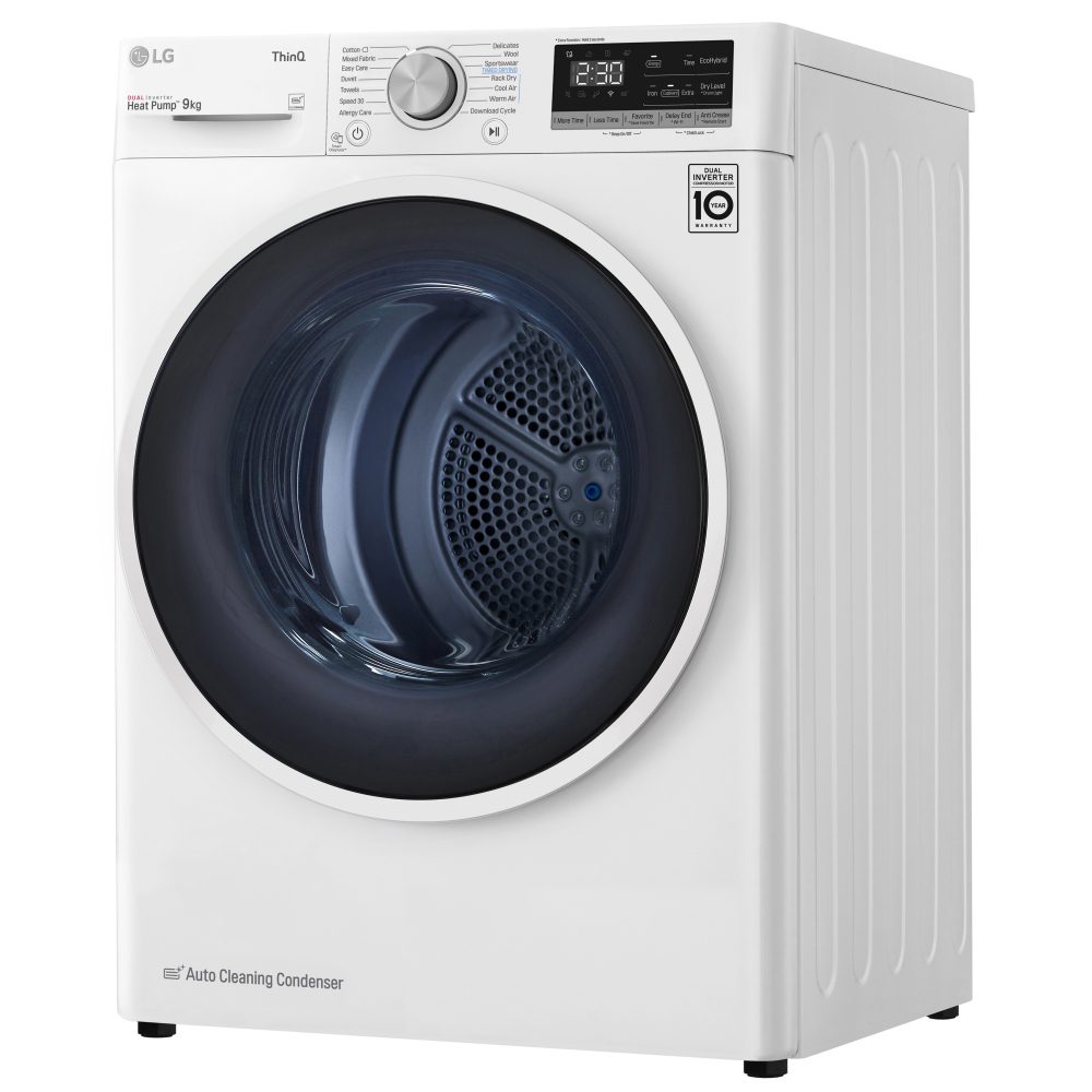 LG 9kg Eco Hybrid Heat Pump Condenser Tumble Dryer FDV309WN - WHITE LG 9kg Eco Hybrid Heat Pump Condenser Tumble Dryer FDV309WN - WHITE