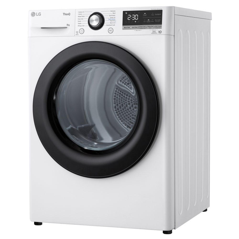 LG 9kg Eco Hybrid Heat Pump Condenser Tumble Dryer FDV309WN - WHITE LG 9kg Eco Hybrid Heat Pump Condenser Tumble Dryer FDV309WN - WHITE
