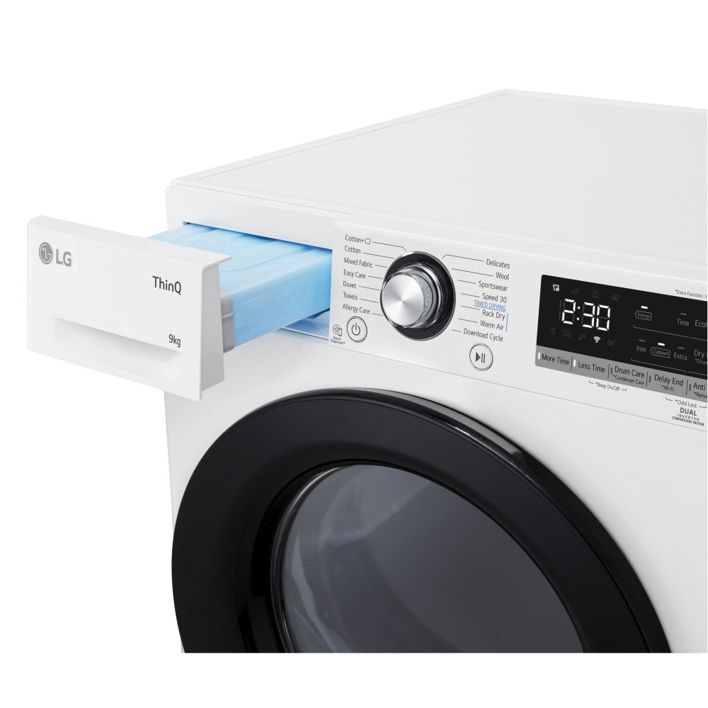 LG 9kg Eco Hybrid Heat Pump Condenser Tumble Dryer FDV309WN - WHITE LG 9kg Eco Hybrid Heat Pump Condenser Tumble Dryer FDV309WN - WHITE