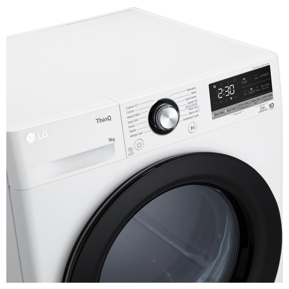 LG 9kg Eco Hybrid Heat Pump Condenser Tumble Dryer FDV309WN - WHITE LG 9kg Eco Hybrid Heat Pump Condenser Tumble Dryer FDV309WN - WHITE