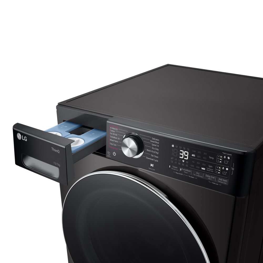 LG 13kg/7kg Autodose DualDry Washer Dryer FWY937BCTA1 - BLACK STEEL LG 13kg/7kg Autodose DualDry Washer Dryer FWY937BCTA1 - BLACK STEEL