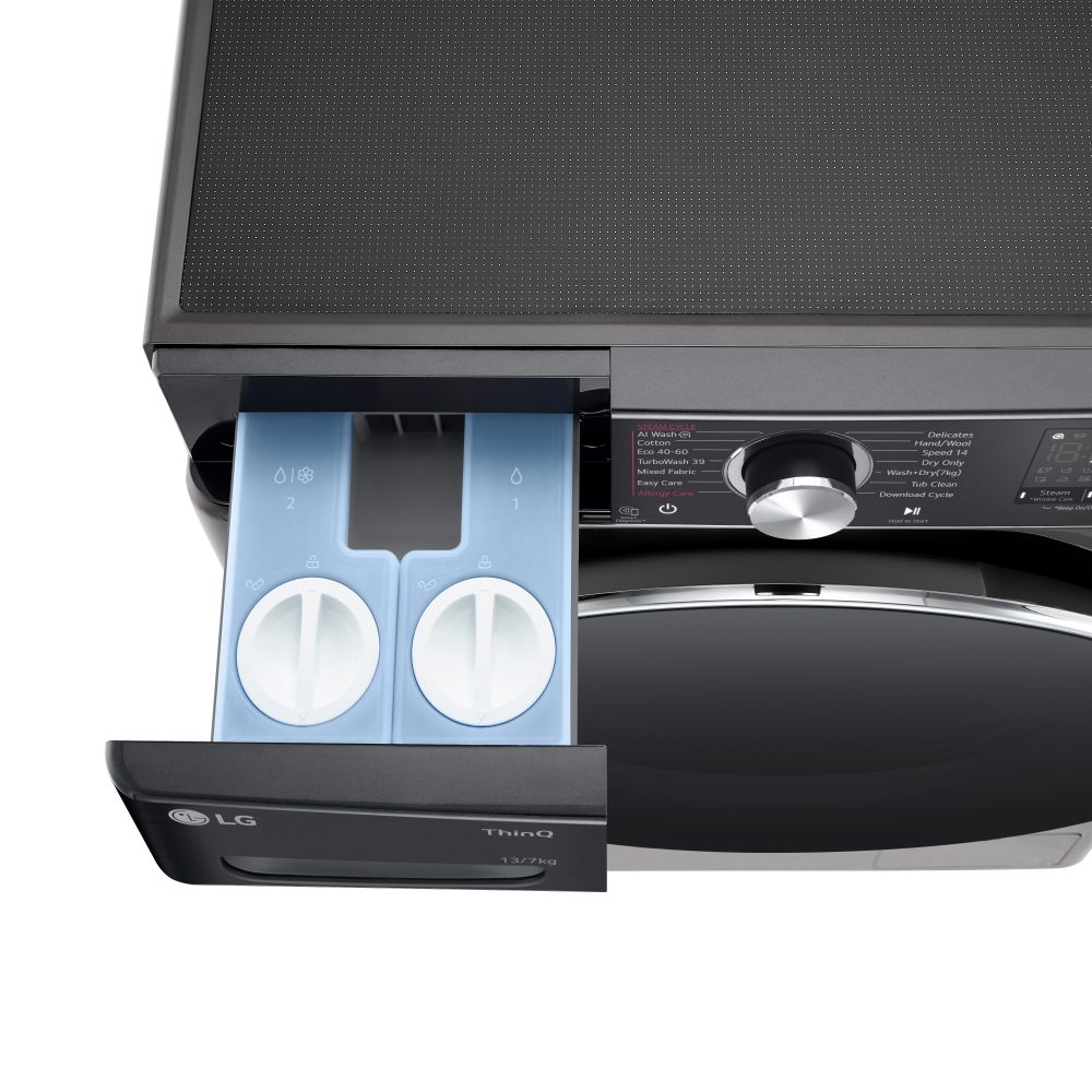 LG 13kg/7kg Autodose DualDry Washer Dryer FWY937BCTA1 - BLACK STEEL LG 13kg/7kg Autodose DualDry Washer Dryer FWY937BCTA1 - BLACK STEEL