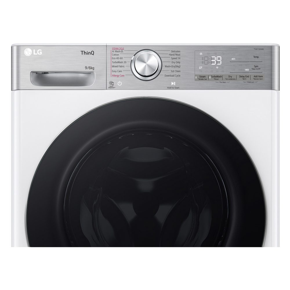 LG 9kg/6kg DualDry Steam Washer Dryer FWY996WCTN4 - WHITE LG 9kg/6kg DualDry Steam Washer Dryer FWY996WCTN4 - WHITE