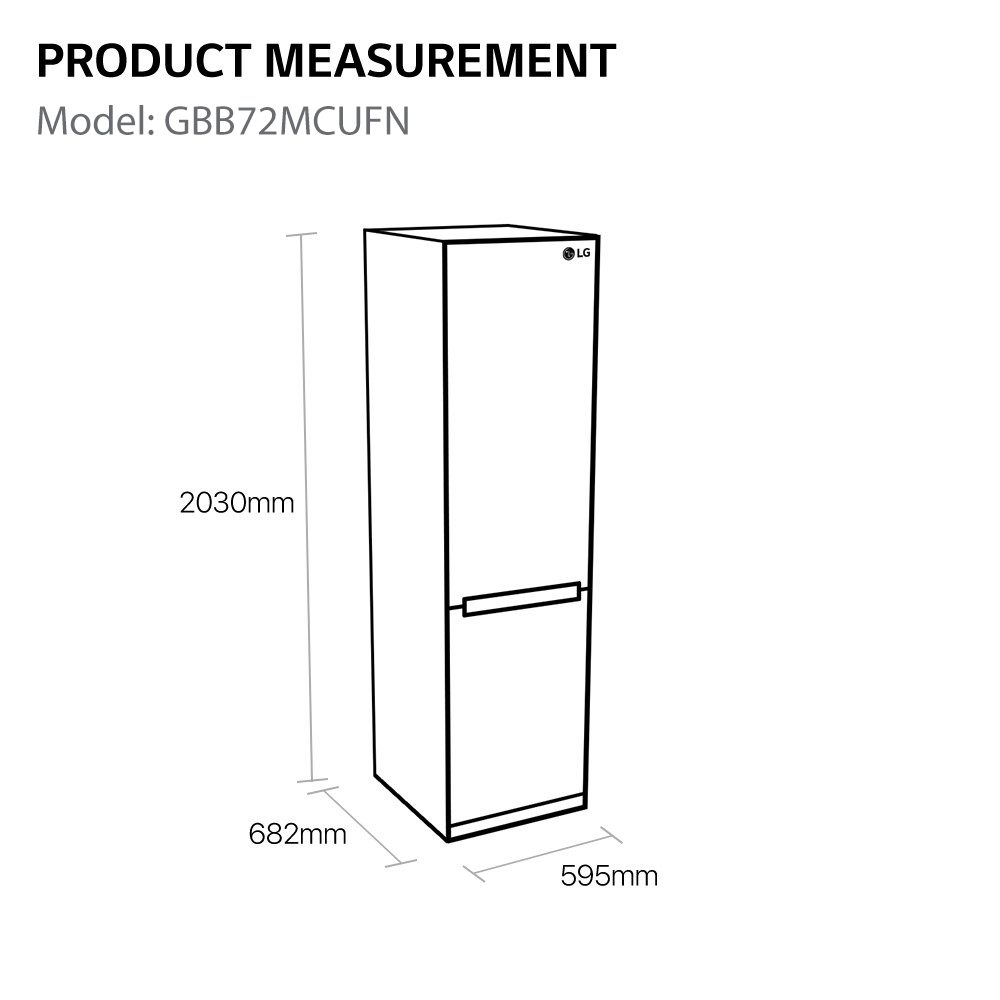 LG 60cm Frost Free Fridge Freezer GBB72MCUFN - BLACK STEEL LG 60cm Frost Free Fridge Freezer GBB72MCUFN - BLACK STEEL