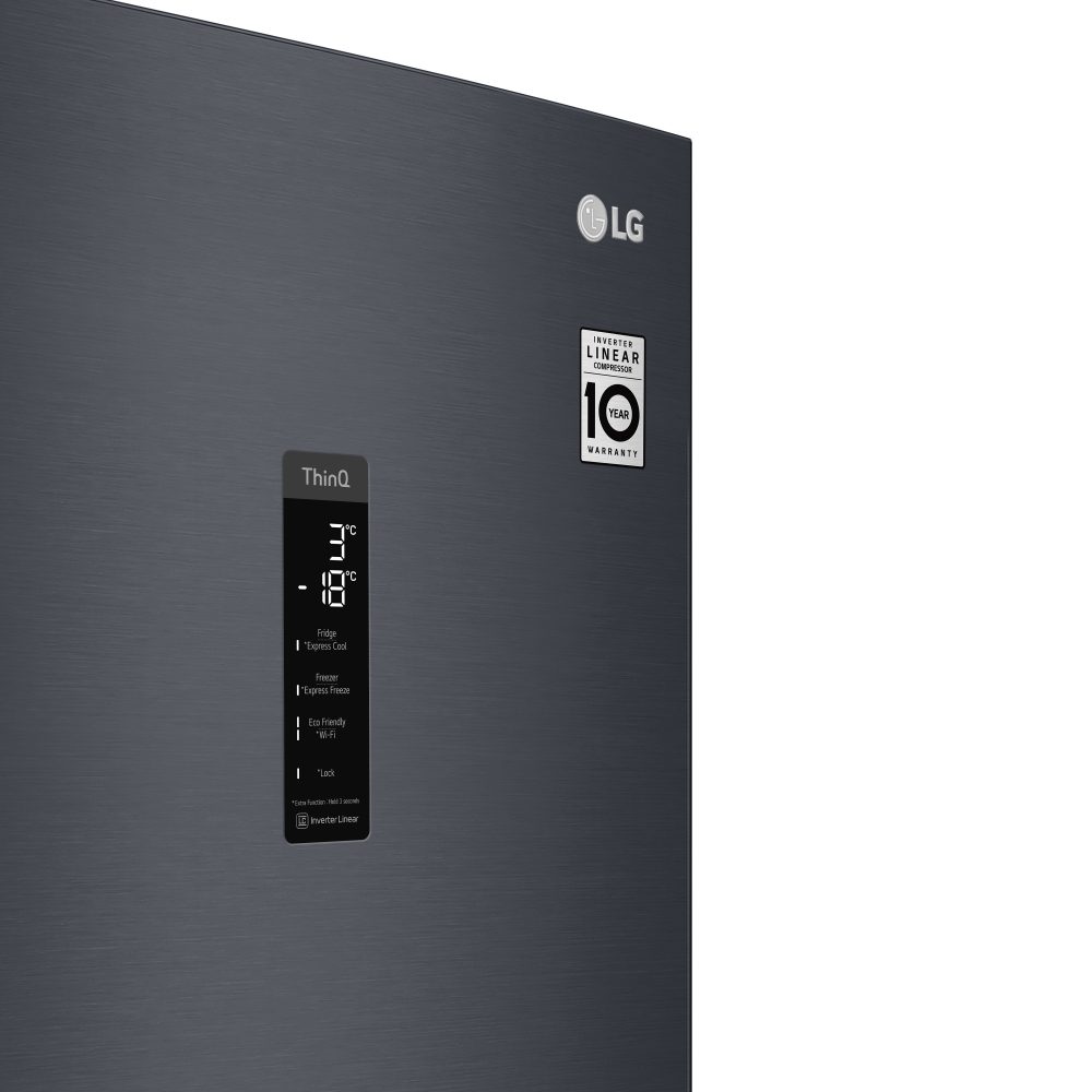LG 60cm Frost Free Fridge Freezer GBB72MCUFN - BLACK STEEL LG 60cm Frost Free Fridge Freezer GBB72MCUFN - BLACK STEEL