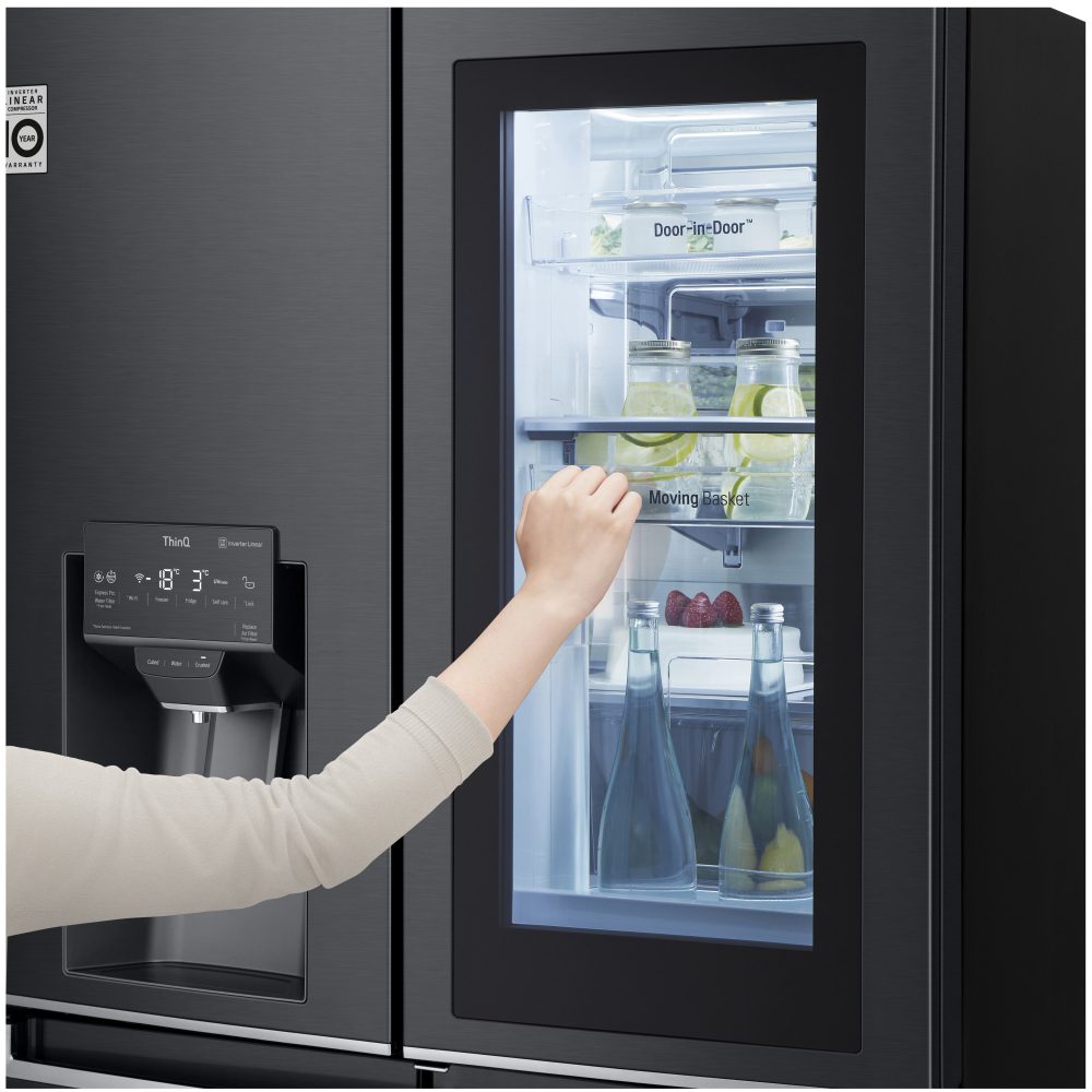 LG Instaview Door In Door French Style Fridge Freezer GMX945MC9F - BLACK STEEL LG Instaview Door In Door French Style Fridge Freezer GMX945MC9F - BLACK STEEL