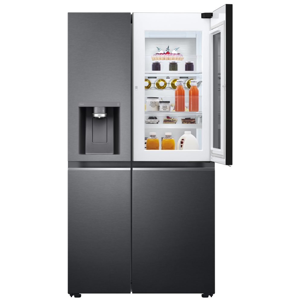 LG Door In Door Instaview American Fridge Freezer With Ice & Water Non Plumbed GSXV91MCAE - BLACK STEEL LG Door In Door Instaview American Fridge Freezer With Ice & Water Non Plumbed GSXV91MCAE - BLACK STEEL
