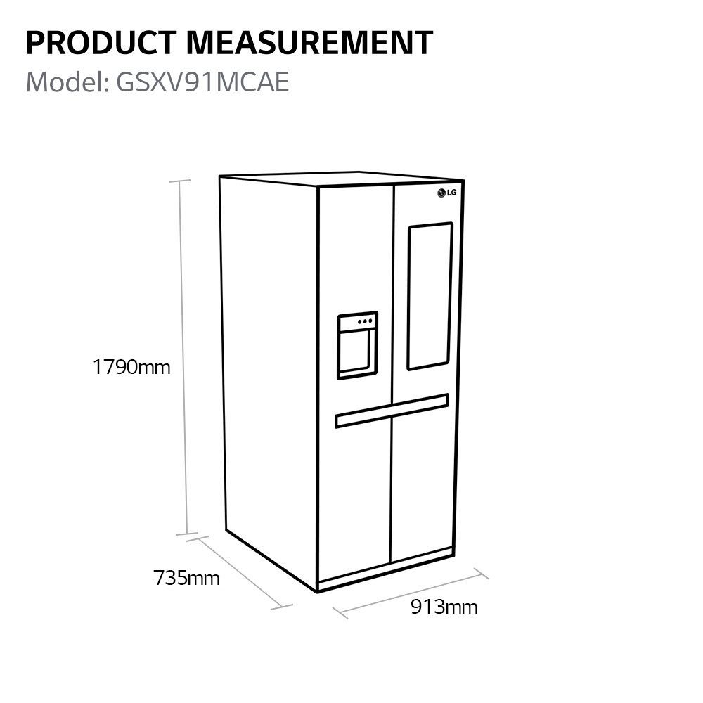 LG Door In Door Instaview American Fridge Freezer With Ice & Water Non Plumbed GSXV91MCAE - BLACK STEEL LG Door In Door Instaview American Fridge Freezer With Ice & Water Non Plumbed GSXV91MCAE - BLACK STEEL