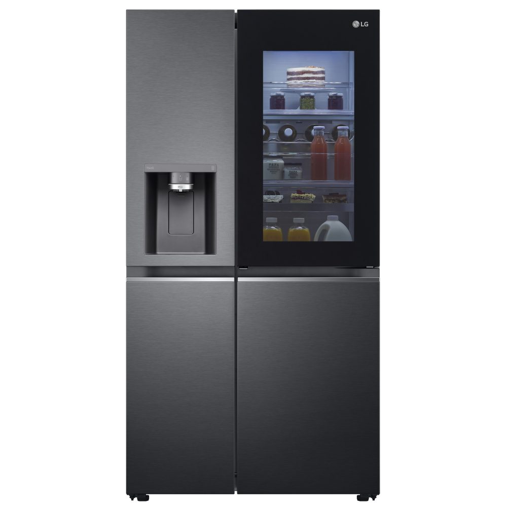 LG Door In Door Instaview American Fridge Freezer With Ice & Water Non Plumbed GSXV91MCAE - BLACK STEEL LG Door In Door Instaview American Fridge Freezer With Ice & Water Non Plumbed GSXV91MCAE - BLACK STEEL