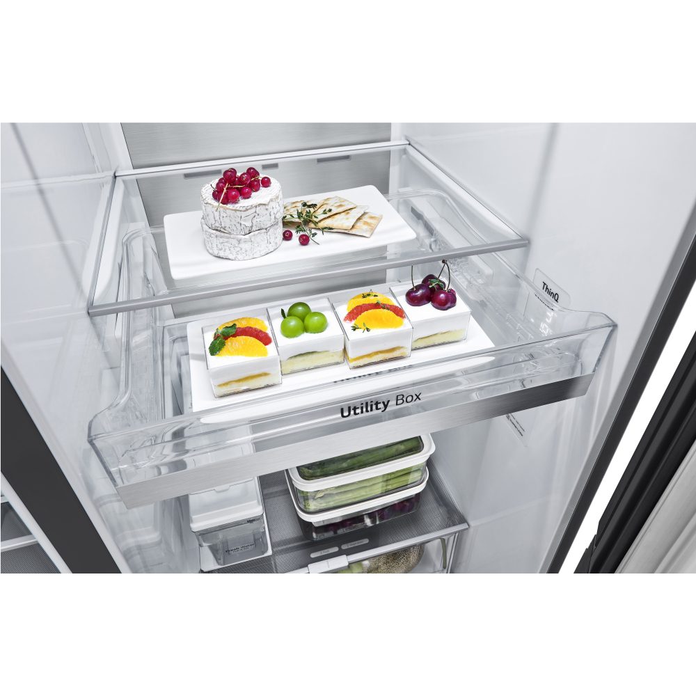 LG Door In Door Instaview American Fridge Freezer With Ice & Water Non Plumbed GSXV91MCAE - BLACK STEEL LG Door In Door Instaview American Fridge Freezer With Ice & Water Non Plumbed GSXV91MCAE - BLACK STEEL