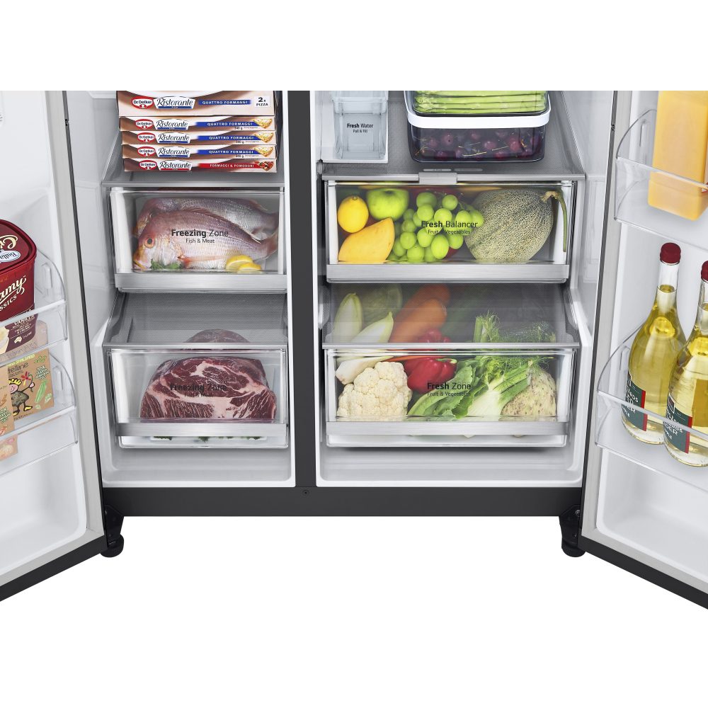 LG Door In Door Instaview American Fridge Freezer With Ice & Water Non Plumbed GSXV91MCAE - BLACK STEEL LG Door In Door Instaview American Fridge Freezer With Ice & Water Non Plumbed GSXV91MCAE - BLACK STEEL