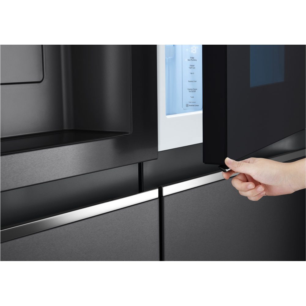LG Door In Door Instaview American Fridge Freezer With Ice & Water Non Plumbed GSXV91MCAE - BLACK STEEL LG Door In Door Instaview American Fridge Freezer With Ice & Water Non Plumbed GSXV91MCAE - BLACK STEEL