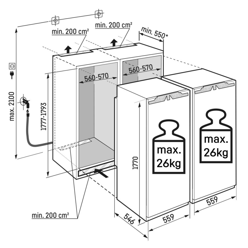 Liebherr 120cm Peak BioFresh Integrated Side By Side AutoDoor Fridge Freezer With Ice & Water IXRFA5175 Liebherr 120cm Peak BioFresh Integrated Side By Side AutoDoor Fridge Freezer With Ice & Water IXRFA5175