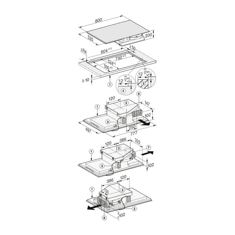 Miele 80cm Air Venting Induction Hob KMDA7476FL - BLACK Miele 80cm Air Venting Induction Hob KMDA7476FL - BLACK