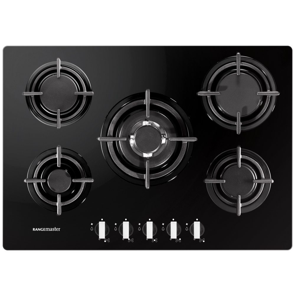 Rangemaster RMB70HPNGFGL 11224 70cm 5 Burner Gas On Glass Hob - BLACK Rangemaster RMB70HPNGFGL 11224 70cm 5 Burner Gas On Glass Hob - BLACK