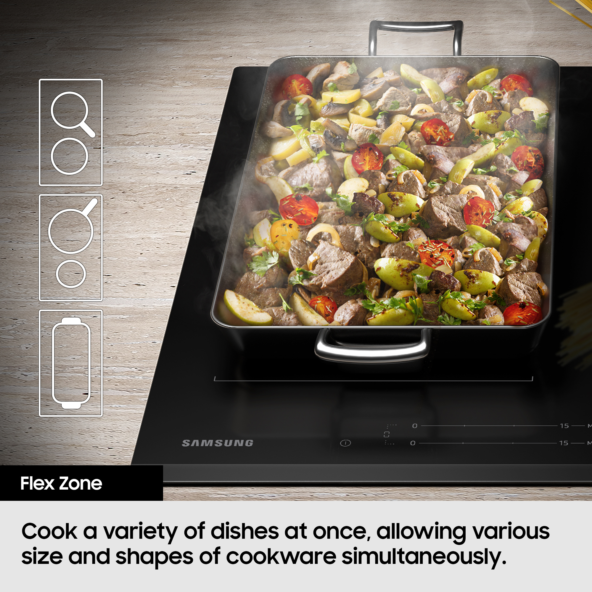 Samsung 80cm 5 Zone Flex Induction Hob NZ85C6058FK/U1 - Black Samsung 80cm 5 Zone Flex Induction Hob NZ85C6058FK/U1 - Black