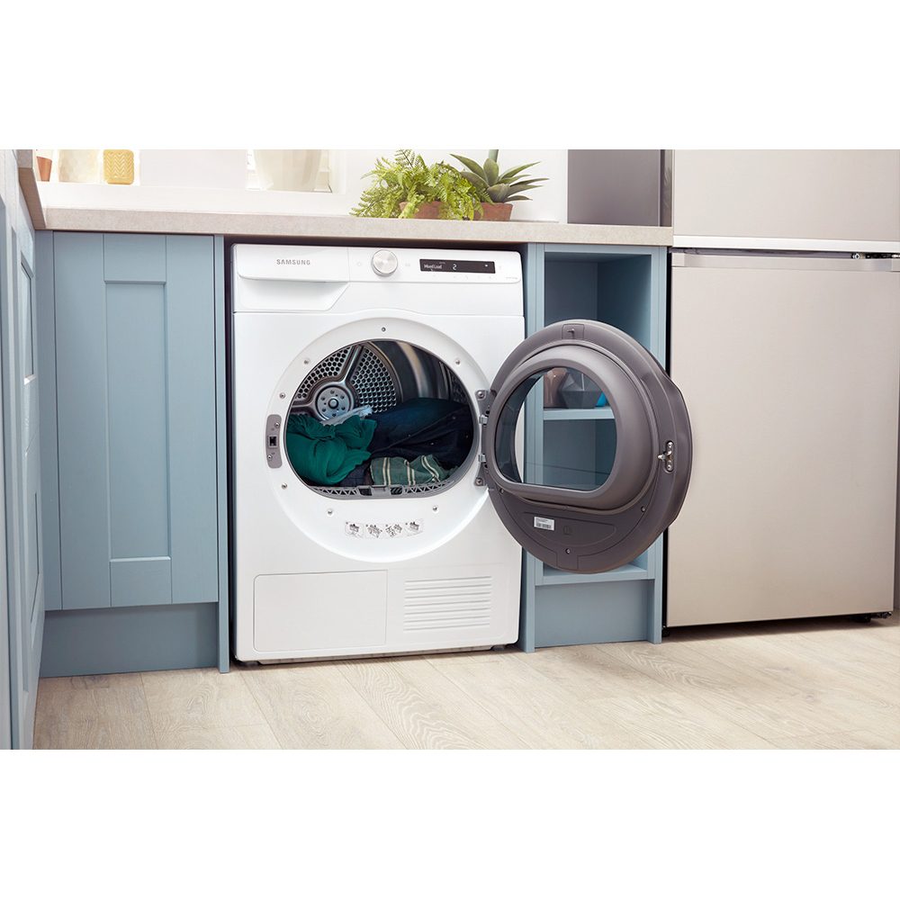 Samsung 9kg Series 5+ Heat Pump Condenser Tumble Dryer DV90T5240AW - WHITE Samsung 9kg Series 5+ Heat Pump Condenser Tumble Dryer DV90T5240AW - WHITE