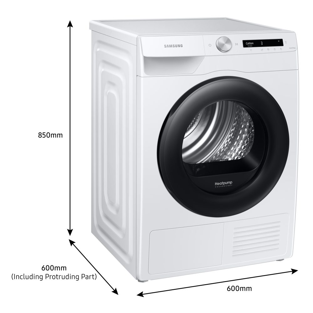 Samsung 9kg Series 5+ Heat Pump Condenser Tumble Dryer DV90T5240AW - WHITE Samsung 9kg Series 5+ Heat Pump Condenser Tumble Dryer DV90T5240AW - WHITE