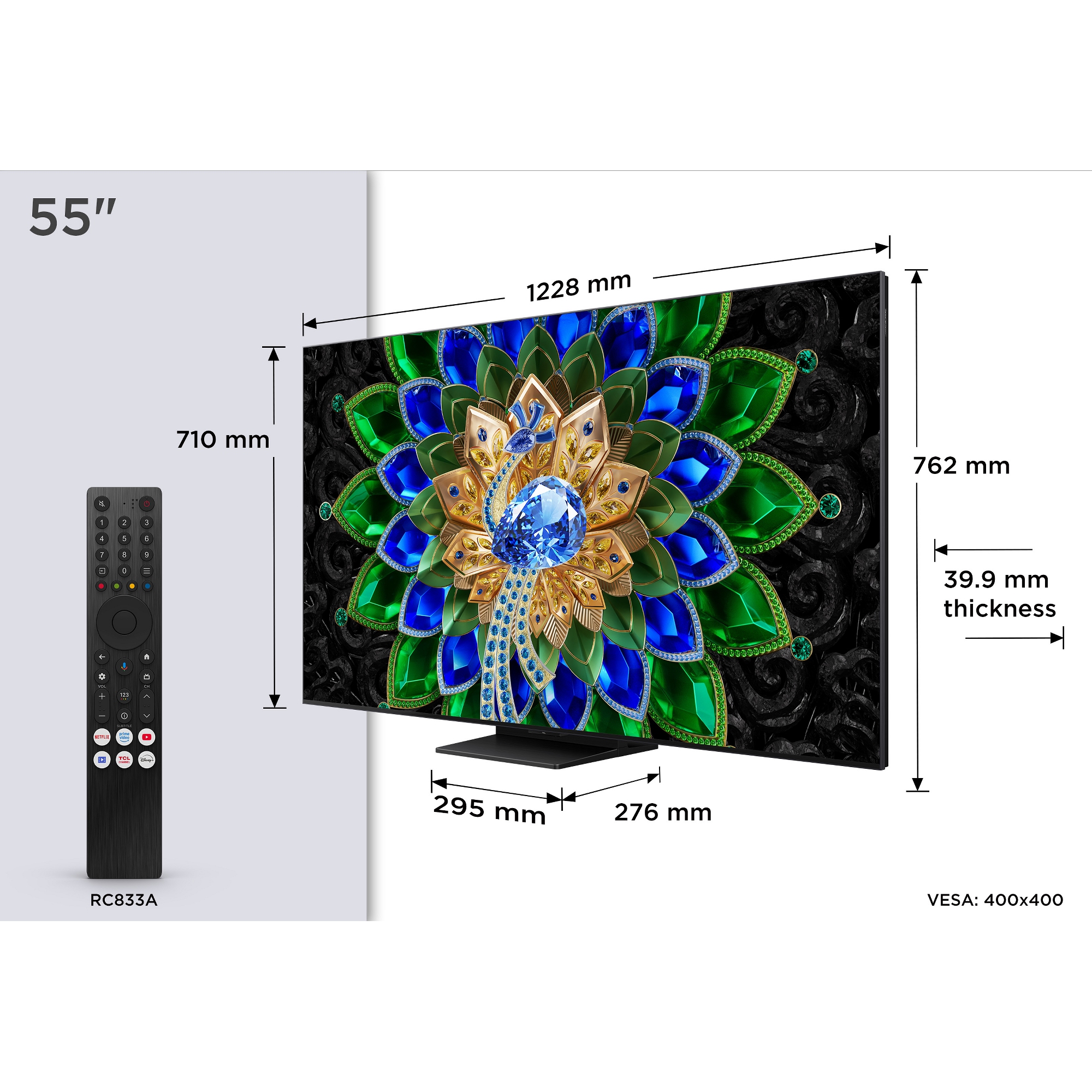 TCL 55" QD-Mini LED TV Matte NXTVISION Display 144Hz 55A400U-UK - Black TCL 55" QD-Mini LED TV Matte NXTVISION Display 144Hz 55A400U-UK - Black