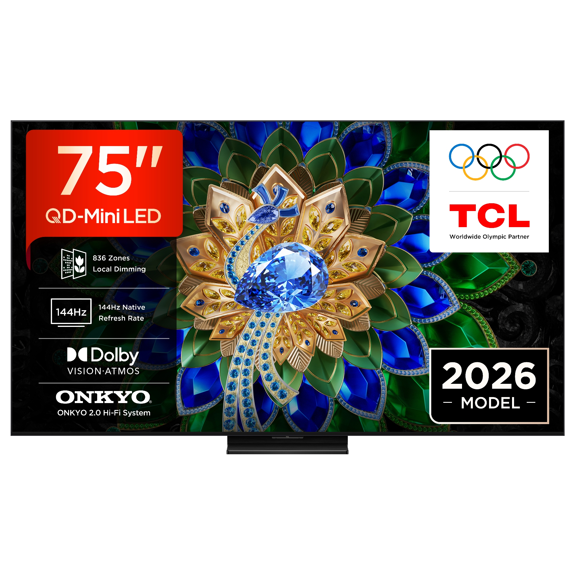 TCL 75" QD-Mini LED TV Matte NXTVISION Display 144Hz 75A400U-UK - Black