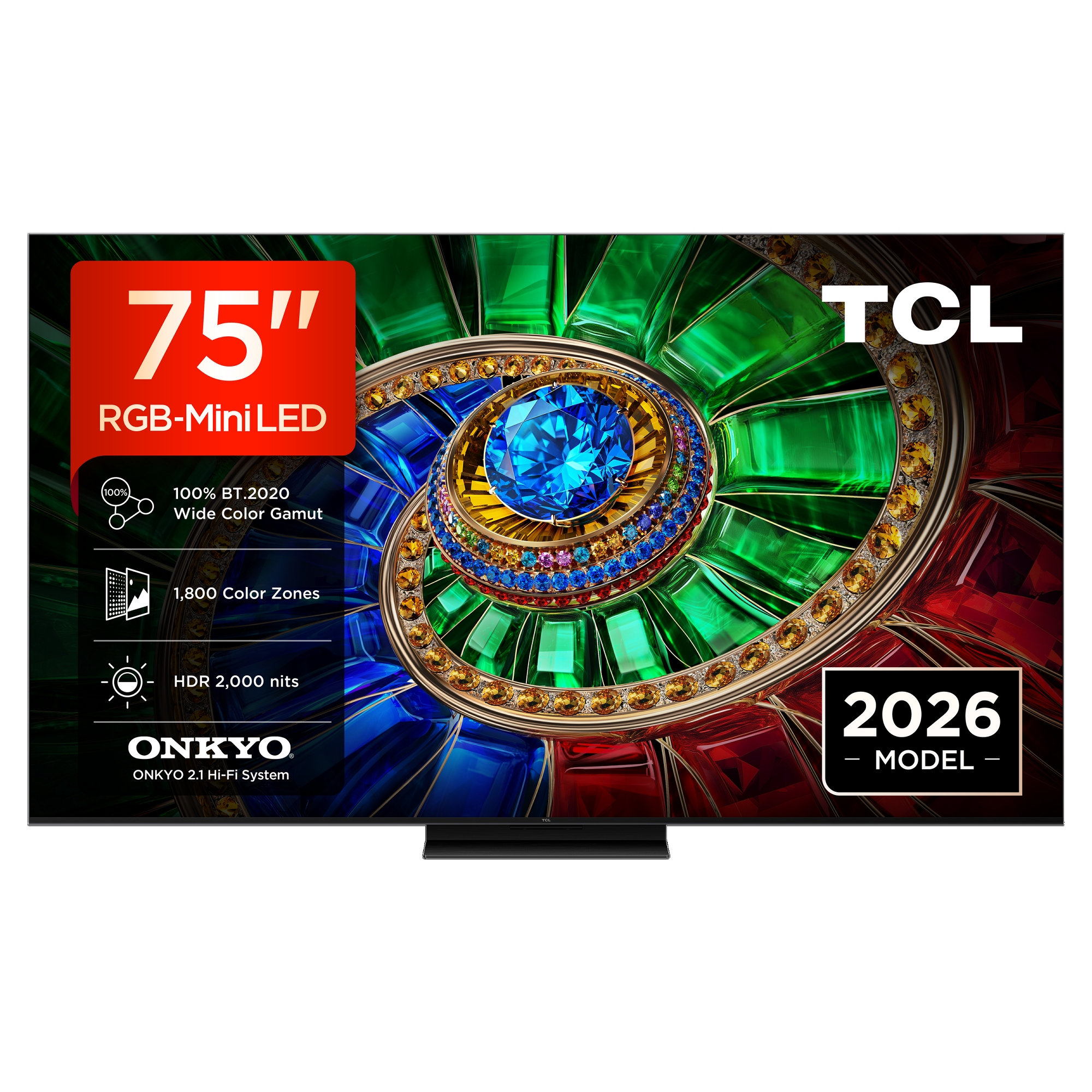 TCL 75" RGB Mini LED TV, 4K UHD, 144HZ, Smart Google TV 75RM7L-UK - Black