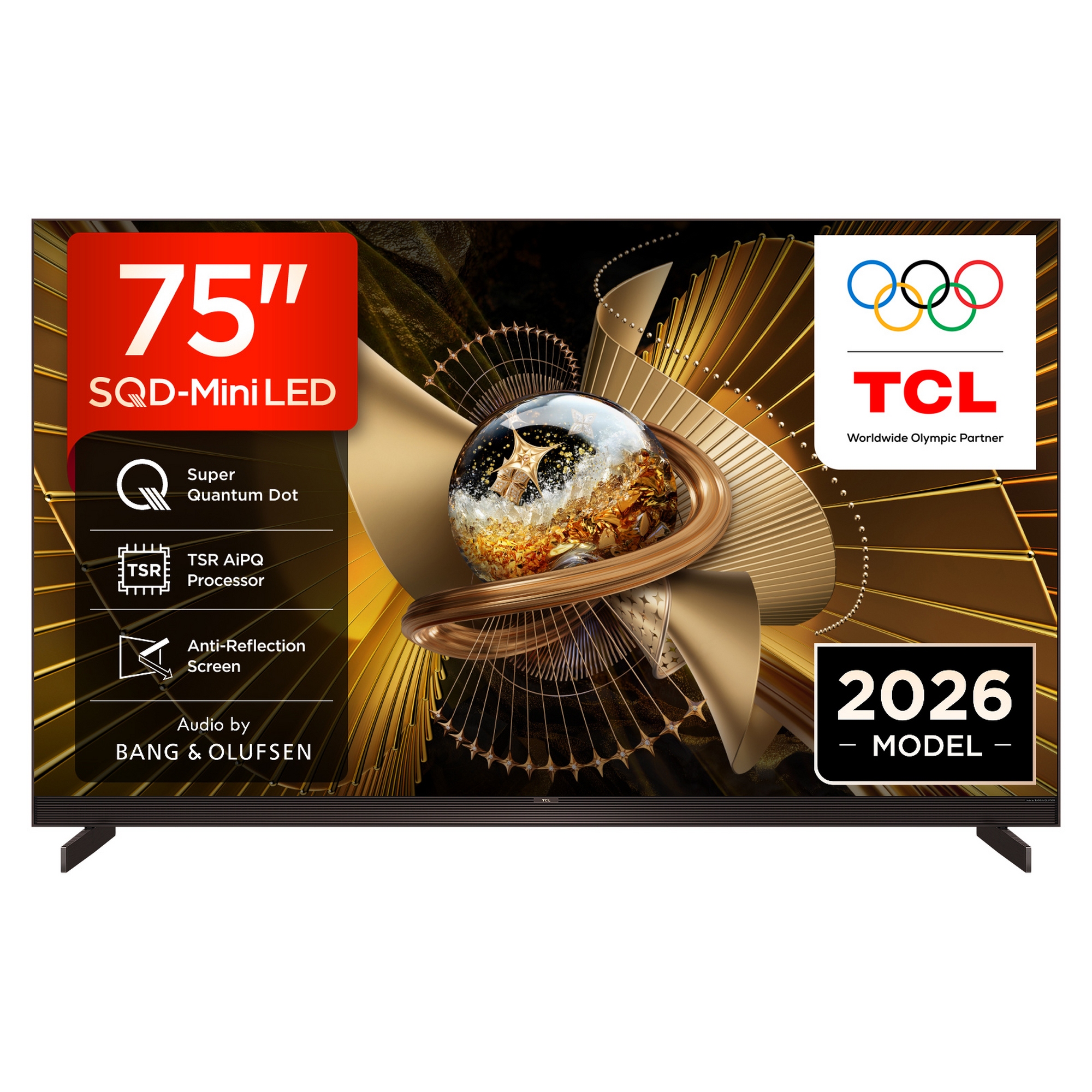 TCL 75" SQD Mini LED 4K UHD TV, 144 Hz, Smart Google TV, Audio by Bang + Olufsen 75X11L-UK - Black