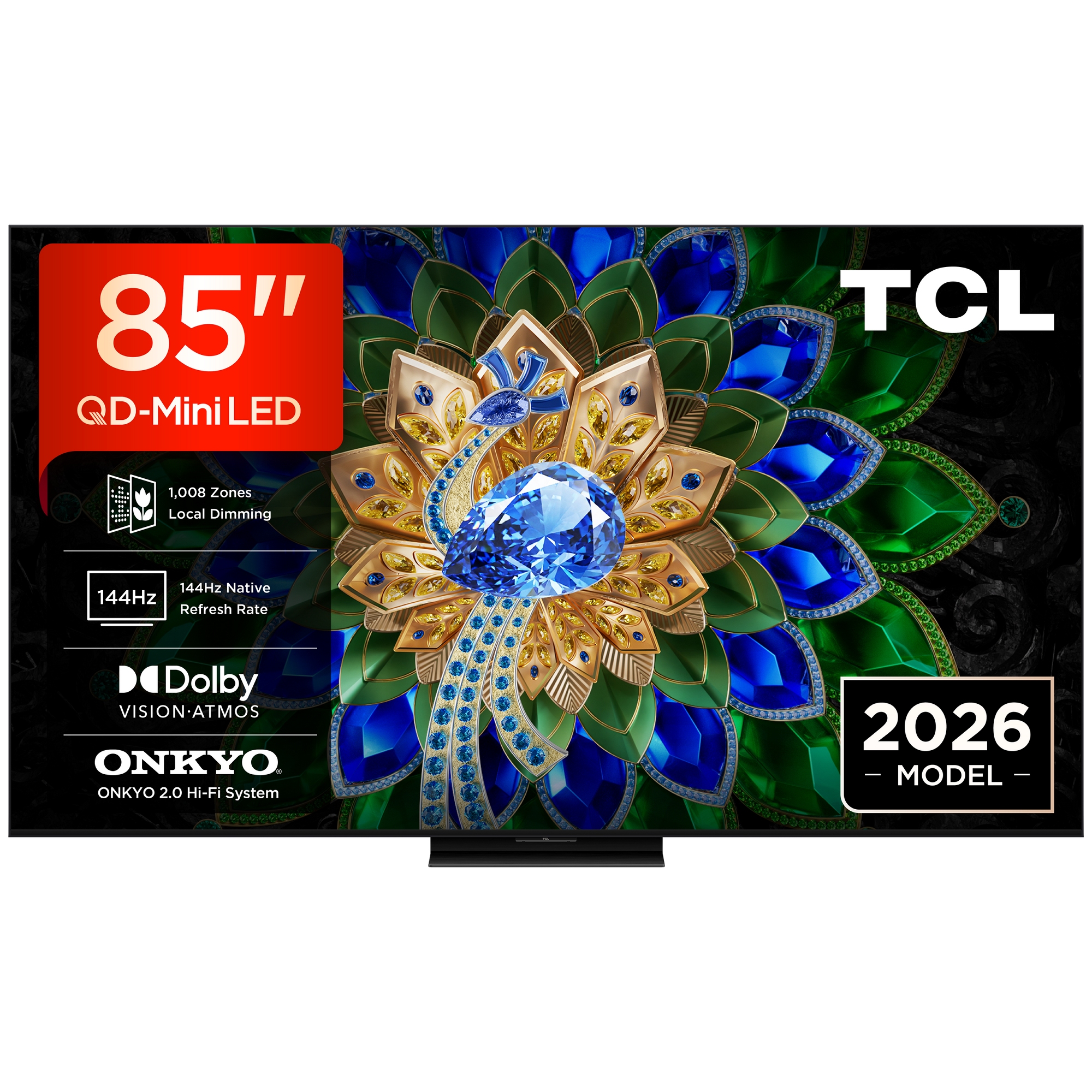 TCL 85" QD-Mini LED TV Matte NXTVISION Display 144Hz 85A400U-UK - Black