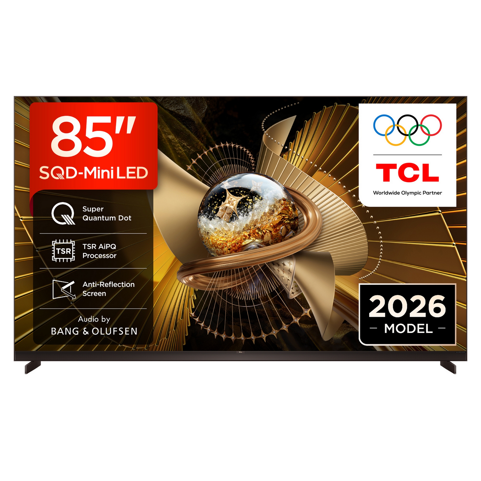 TCL 85" SQD Mini LED 4K UHD TV, 144 Hz, Smart Google TV, Audio by Bang + Olufsen 85X11L-UK - Black