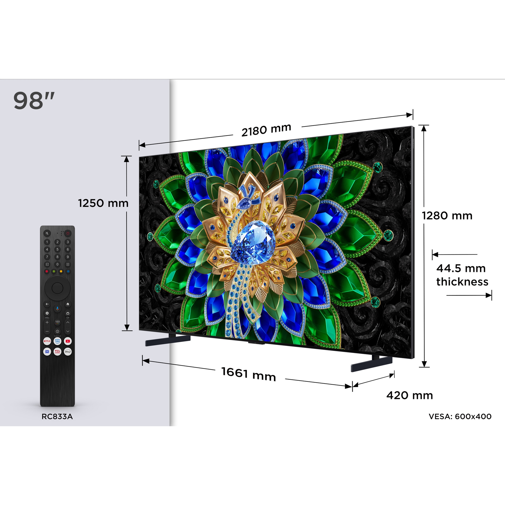 TCL 98" QD-Mini LED TV Matte NXTVISION Display 144Hz 98A400U-UK - Black TCL 98" QD-Mini LED TV Matte NXTVISION Display 144Hz 98A400U-UK - Black