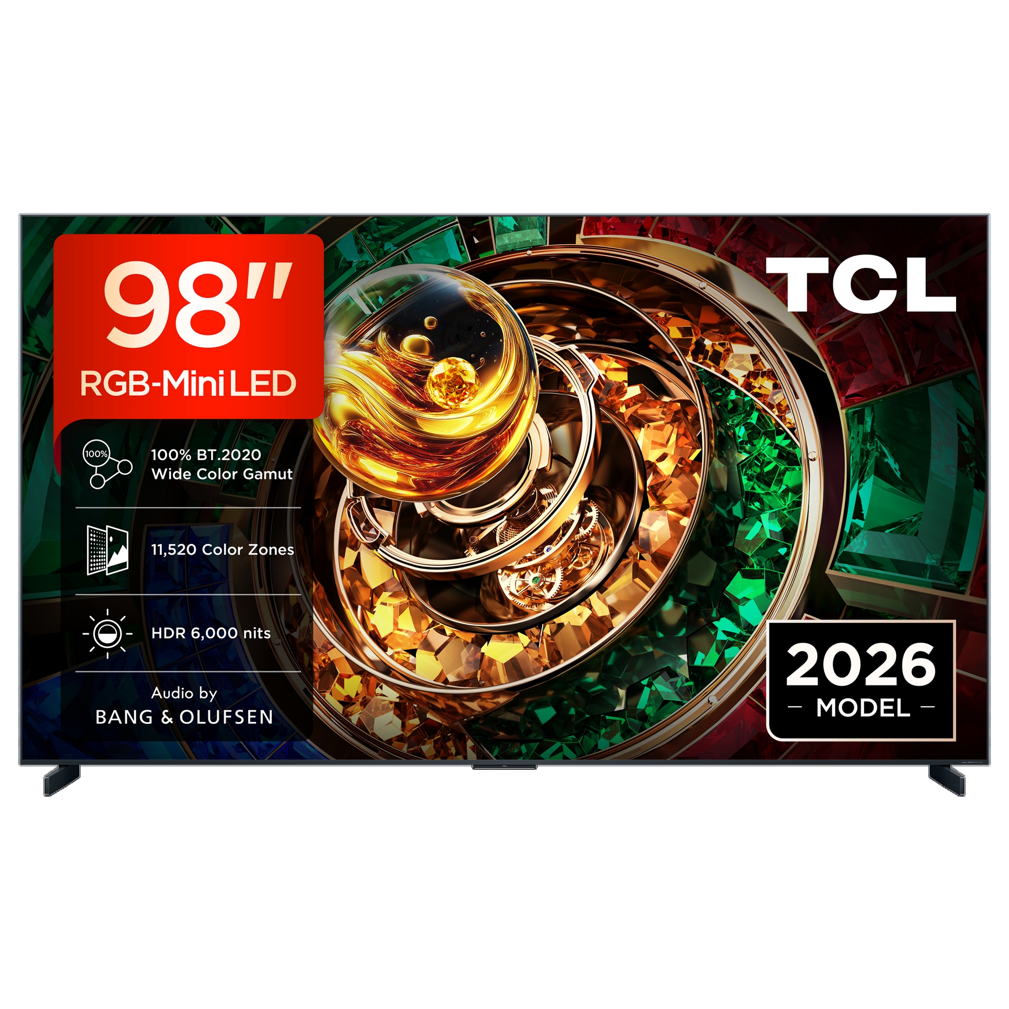 TCL 98" RGB Mini LED 4K UHD TV, 144 Hz Smart Google TV 98RM9L-UK - Black
