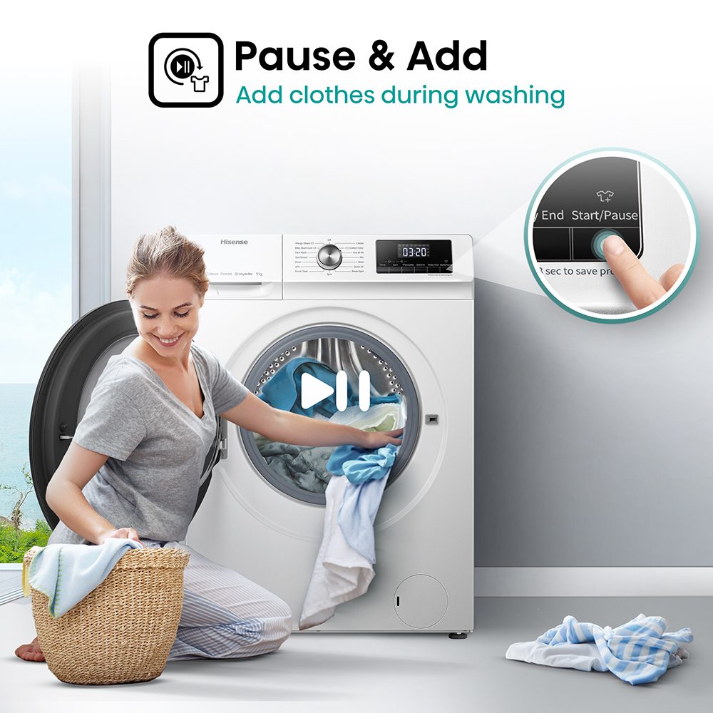 Hisense 9kg 3 Series Washing Machine 1400rpm WFQA9014EVJM - WHITE Hisense 9kg 3 Series Washing Machine 1400rpm WFQA9014EVJM - WHITE