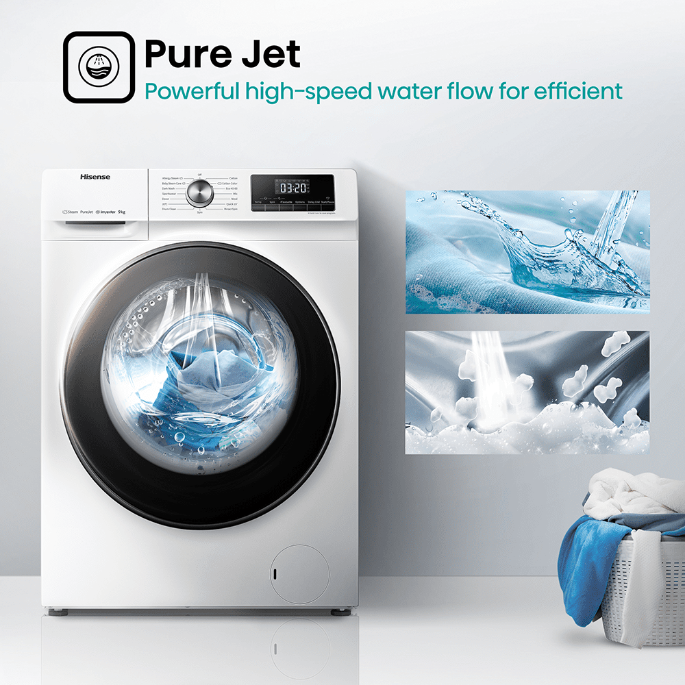 Hisense 9kg 3 Series Washing Machine 1400rpm WFQA9014EVJM - WHITE Hisense 9kg 3 Series Washing Machine 1400rpm WFQA9014EVJM - WHITE