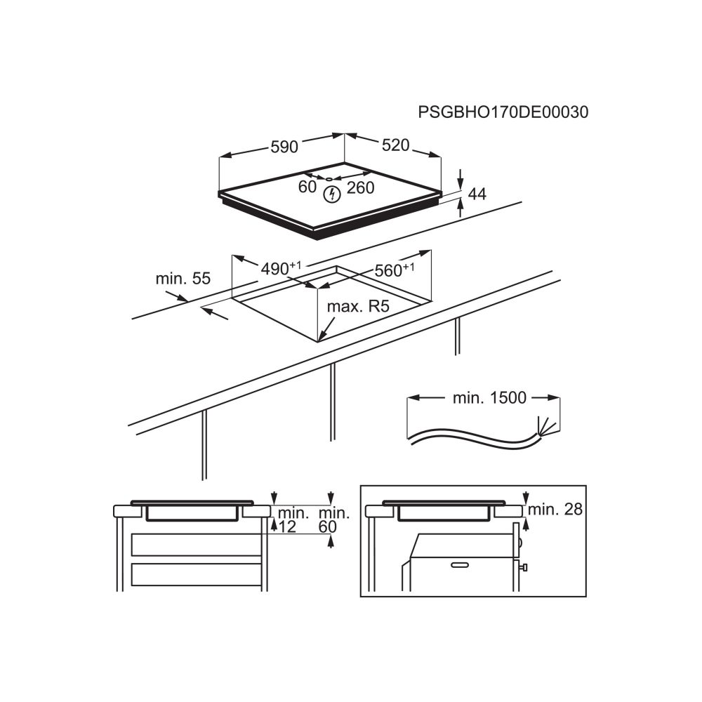Zanussi 59cm Frameless Induction Hob ZIFN644K - BLACK Zanussi 59cm Frameless Induction Hob ZIFN644K - BLACK