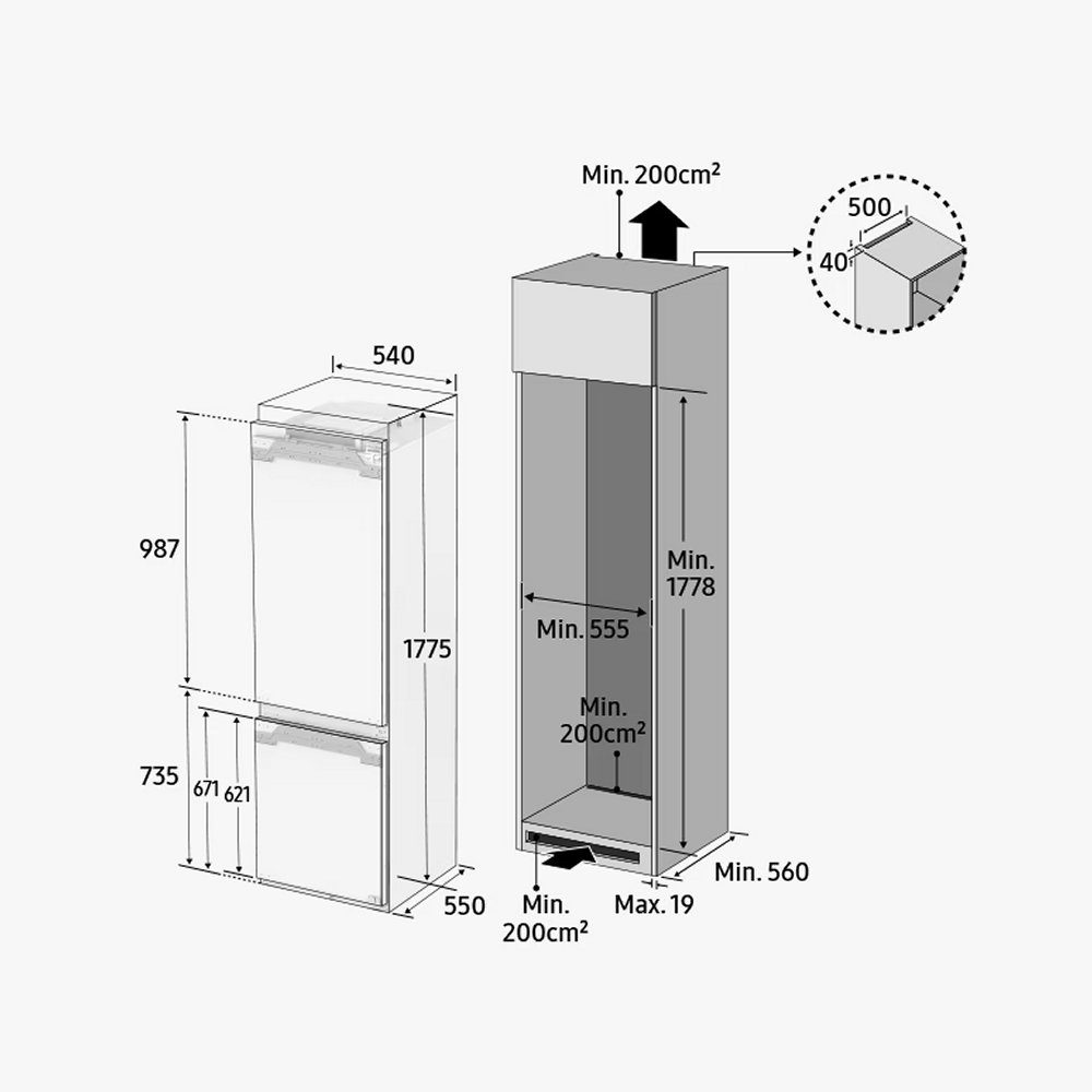 Samsung BRB26600FWW Series 5 178cm Integrated 60/40 Frost Free Fridge Freezer Samsung BRB26600FWW Series 5 178cm Integrated 60/40 Frost Free Fridge Freezer