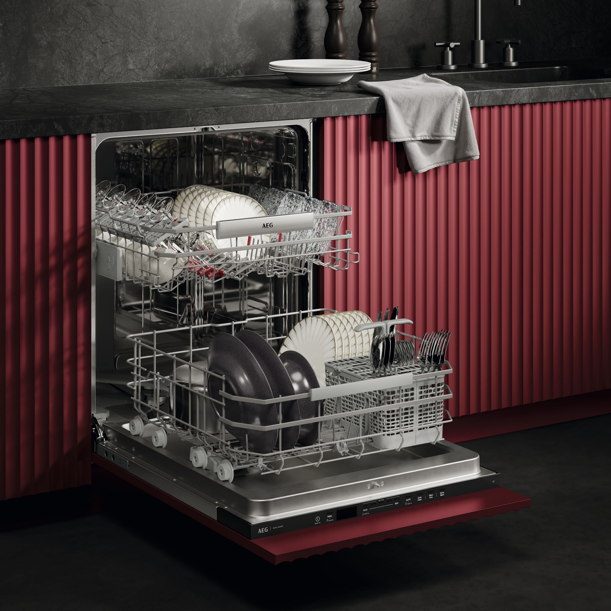 AEG 60cm Series 8000 SatelliteClean Pro Fully Integrated Dishwasher GI8200A1SN AEG 60cm Series 8000 SatelliteClean Pro Fully Integrated Dishwasher GI8200A1SN