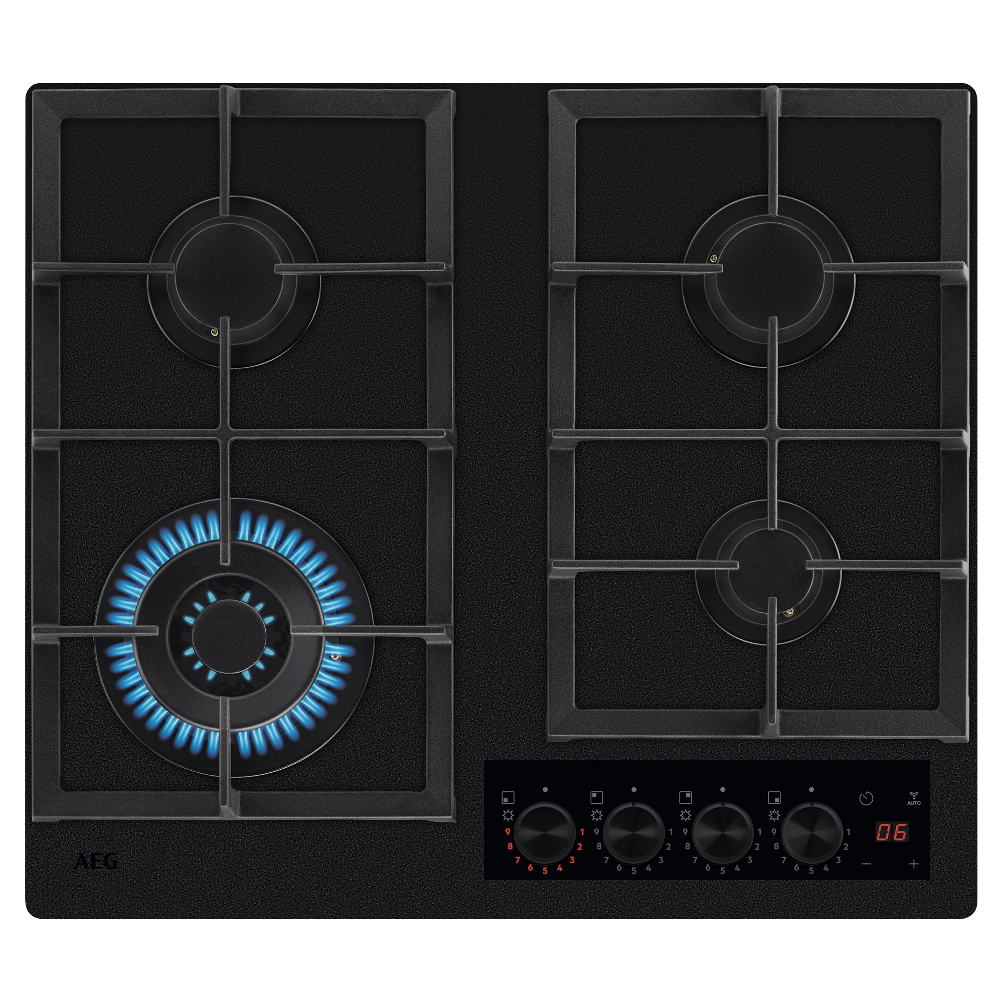 AEG 60cm Series 8000 Flamelight Gas on Glass Hob HKB64341NL - Black