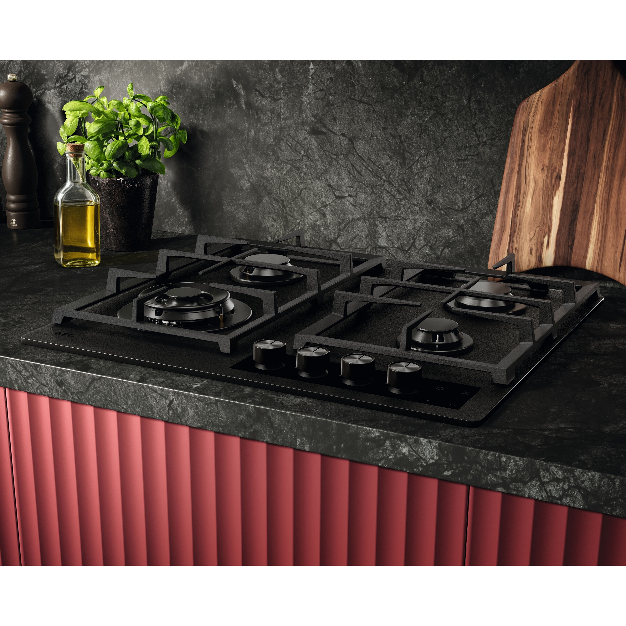 AEG 60cm Series 8000 Flamelight Gas on Glass Hob HKB64341NL - Black AEG 60cm Series 8000 Flamelight Gas on Glass Hob HKB64341NL - Black