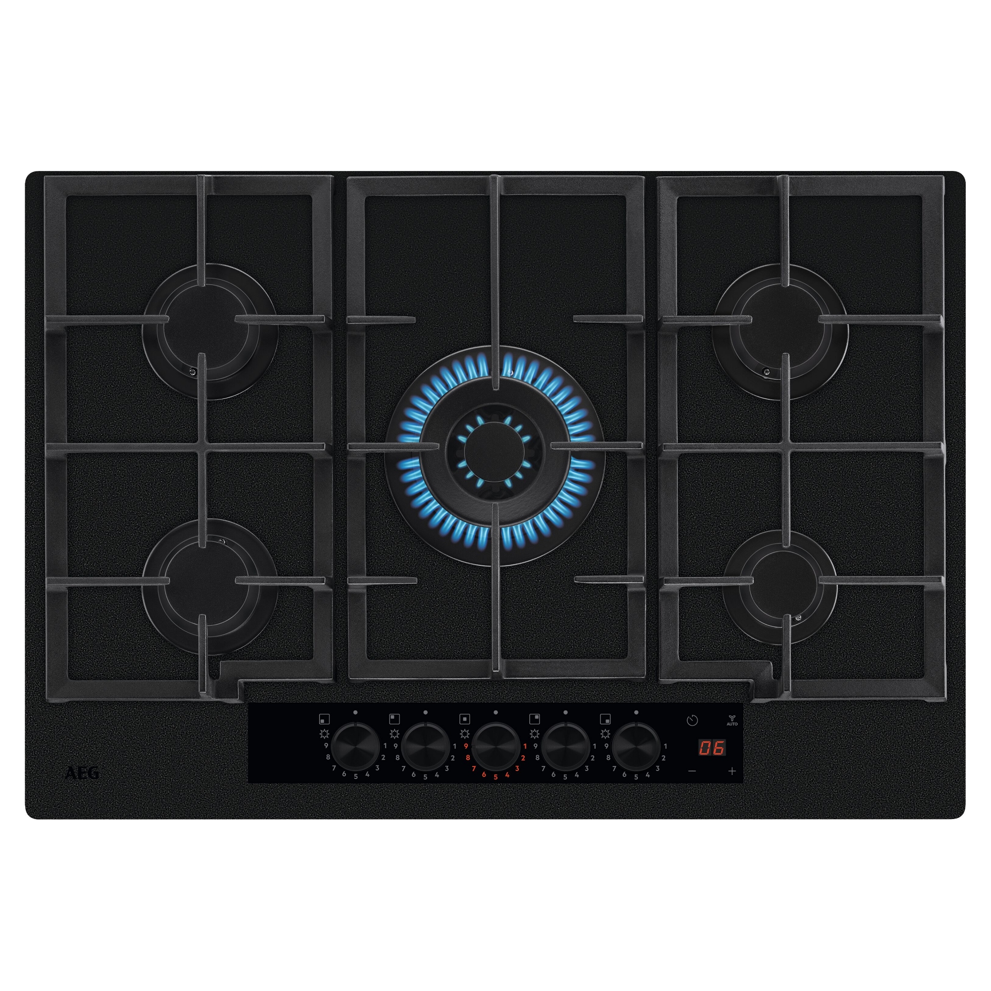 AEG 75cm Series 8000 Flamelight Gas on Glass Hob HKB75341NL - Black