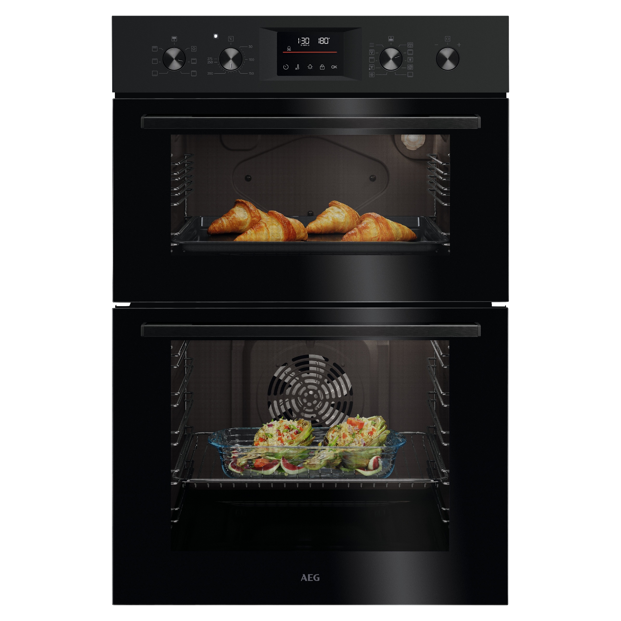AEG Series 6000 SurroundCook Built-in Multifunction Double Oven OU5CP40B - Black