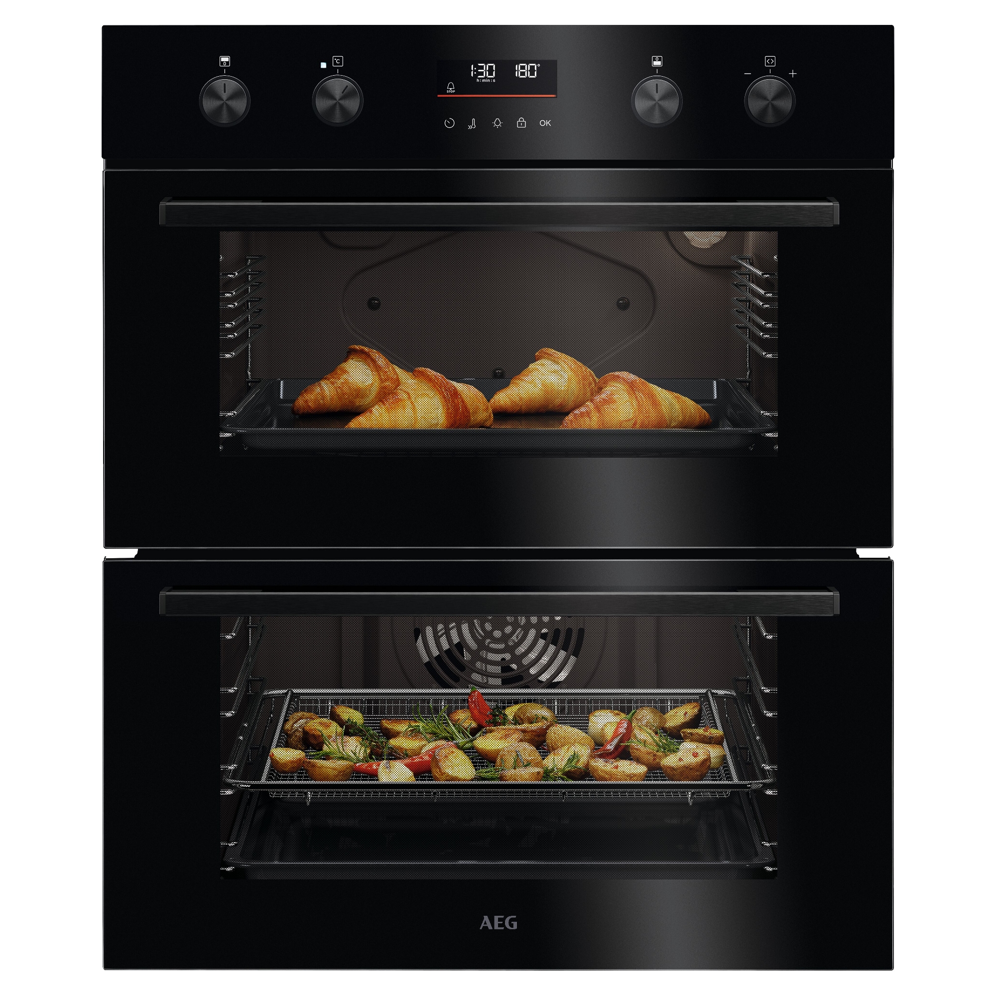AEG Series 6000 SurroundCook Built-under Multifunction Double Oven OU5CU40K - Black