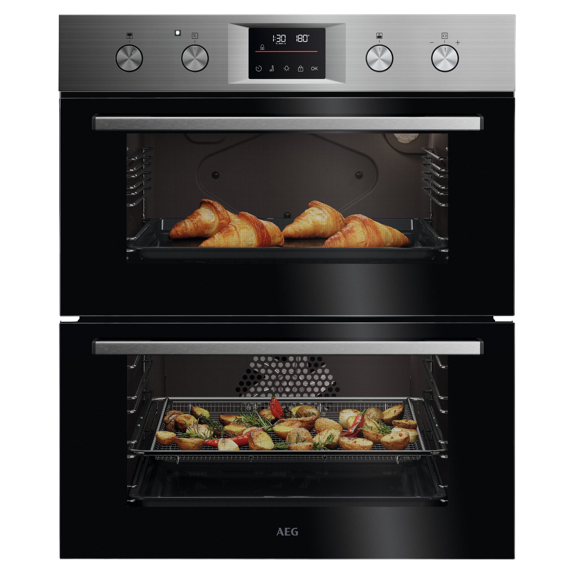 AEG Series 6000 SurroundCook Built-under Multifunction Double Oven OU5CU40M - Stainless Steel