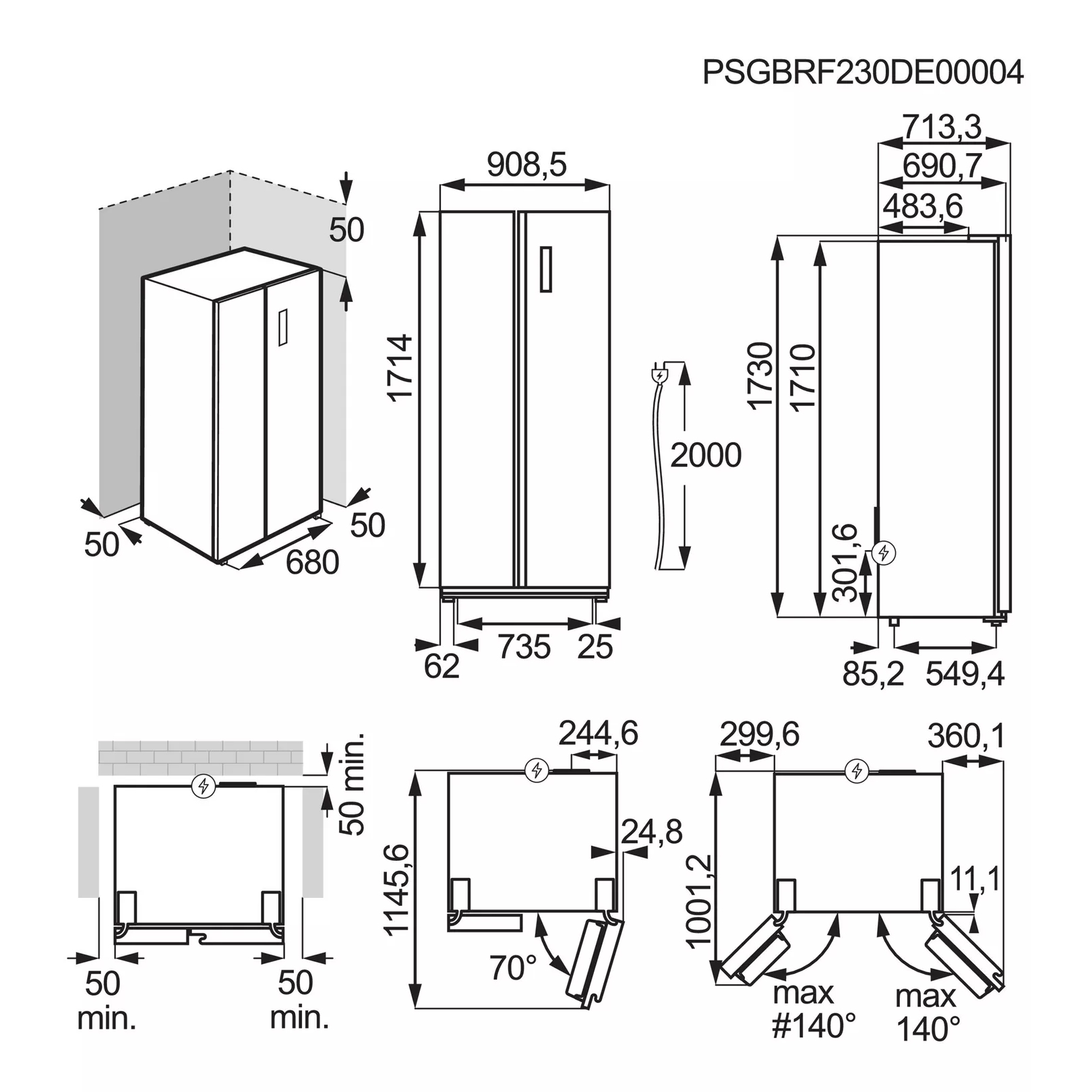 AEG Series 9000 American Fridge Freezer Non Ice + Water - RXB659E6NU AEG Series 9000 American Fridge Freezer Non Ice + Water - RXB659E6NU