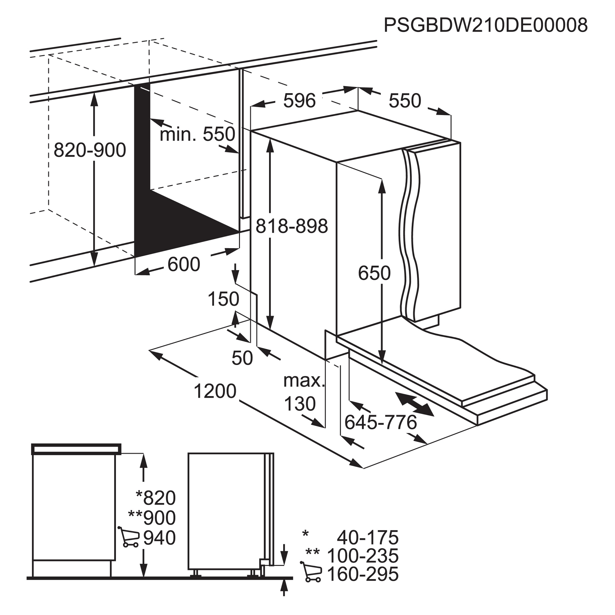 AEG 60cm Series 5000 Fully Integrated Dishwasher GI5200C1SF AEG 60cm Series 5000 Fully Integrated Dishwasher GI5200C1SF