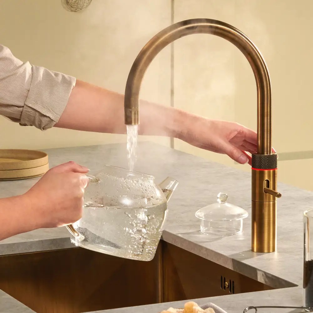 Quooker Round Fusion 3-in-1 Boiling Water Tap PRO3 FUSION ROUND PTN FNRPTB - Patinated Brass Quooker Round Fusion 3-in-1 Boiling Water Tap PRO3 FUSION ROUND PTN FNRPTB - Patinated Brass