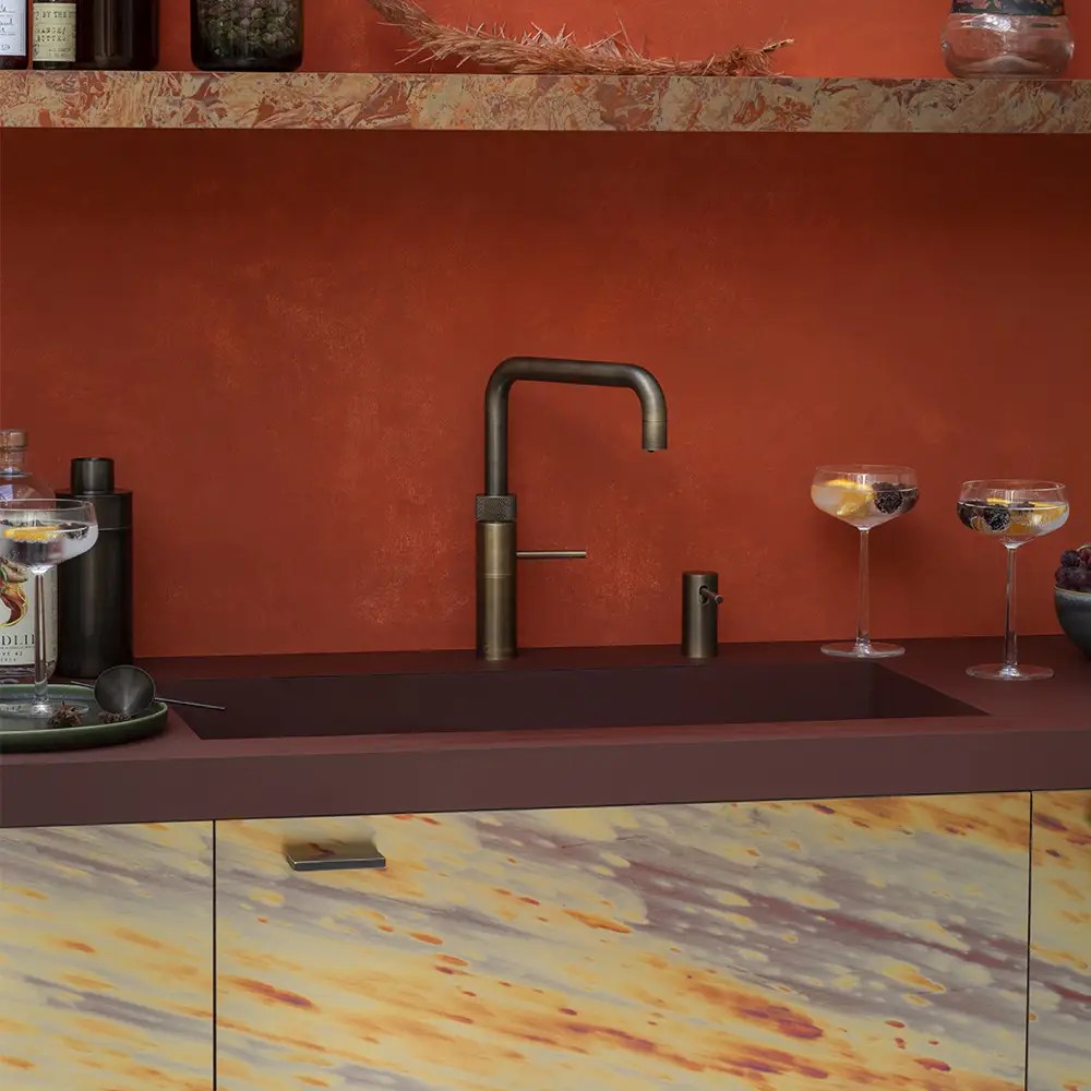 Quooker Combi+ Fusion Square Boiling Water Tap COMBI+ FUSION SQUARE PTN FNSPTB - Patinated Brass Quooker Combi+ Fusion Square Boiling Water Tap COMBI+ FUSION SQUARE PTN FNSPTB - Patinated Brass