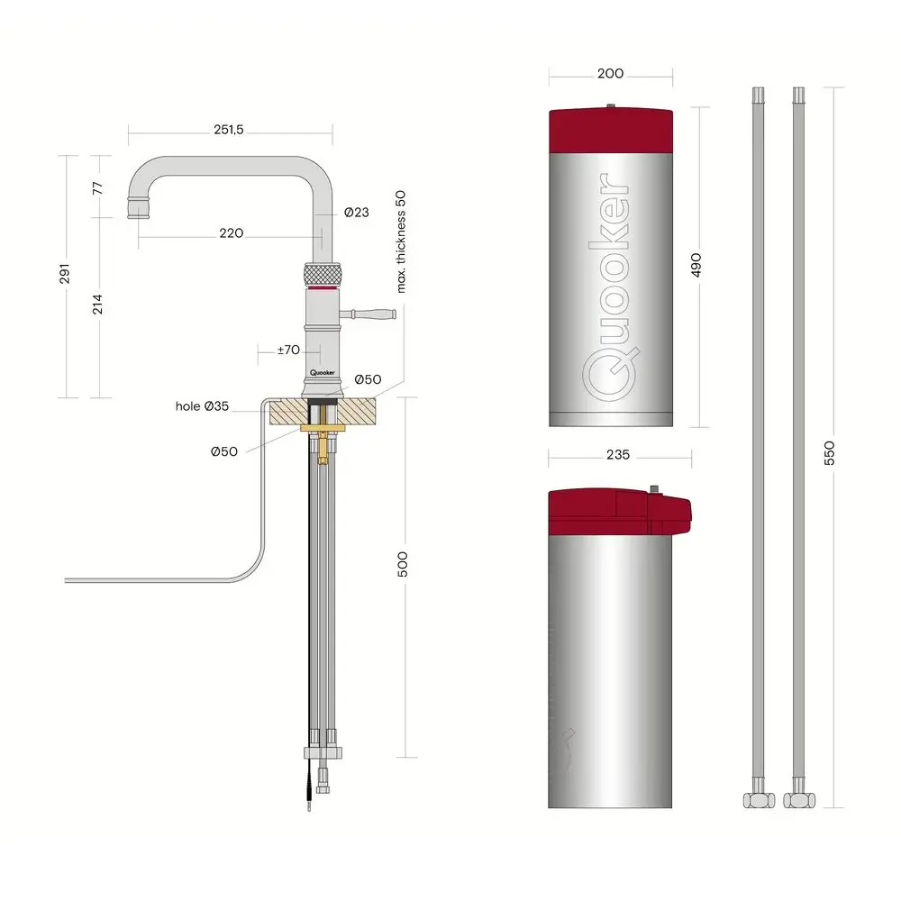 Quooker Combi+ Classic Fusion Square Boiling Water Tap COMBI+ CLASSIC FUSION SQUARE PTN CFNSPTB - Patinated Brass Quooker Combi+ Classic Fusion Square Boiling Water Tap COMBI+ CLASSIC FUSION SQUARE PTN CFNSPTB - Patinated Brass
