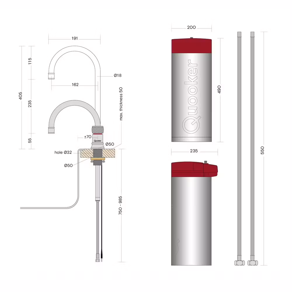 Quooker Combi+ Classic Nordic Round Boiling Water Tap COMBI+ CLASSIC NORDIC ROUND NICKEL CNSRNIC - Nickel Quooker Combi+ Classic Nordic Round Boiling Water Tap COMBI+ CLASSIC NORDIC ROUND NICKEL CNSRNIC - Nickel